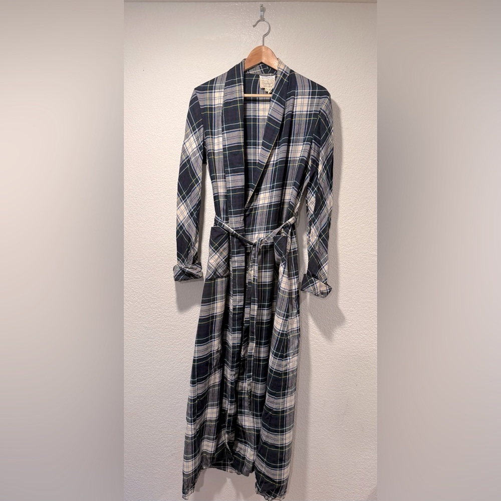 VIYELLA Vintage Wool Blend Plaid Bathrobe